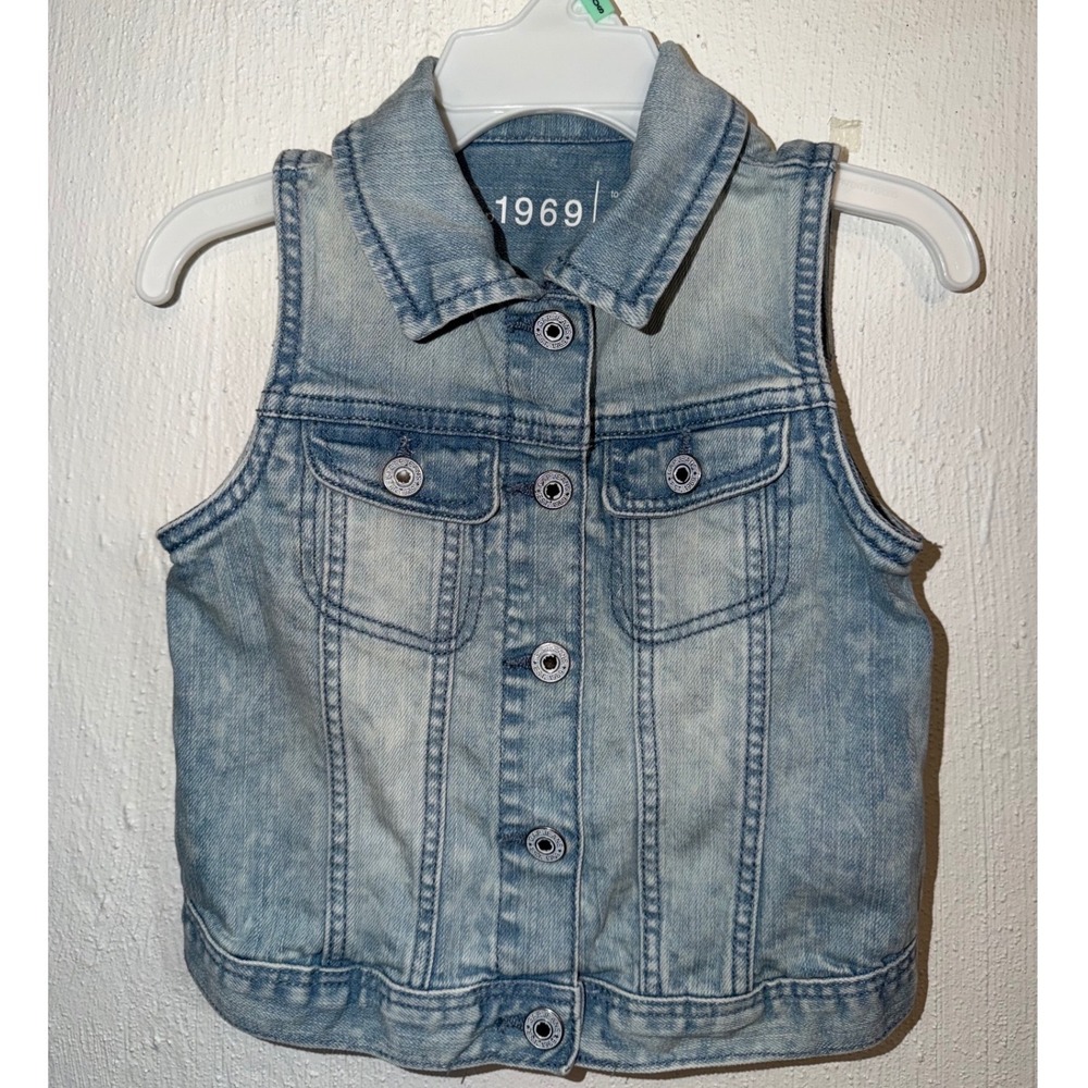 BabyGap 1969 Toddler Denim Vest Light Wash Acid Wash Blue Size 3 Years